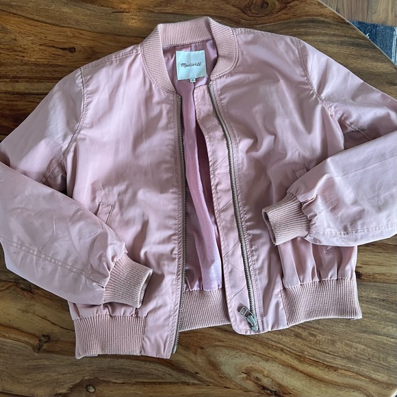 Madewell Side Zip Bomber Jacket in Rose M - Picture 6 of 7